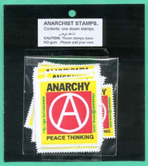 Anarchy stamp #2,
packet of 12, without gum.
$1.50.